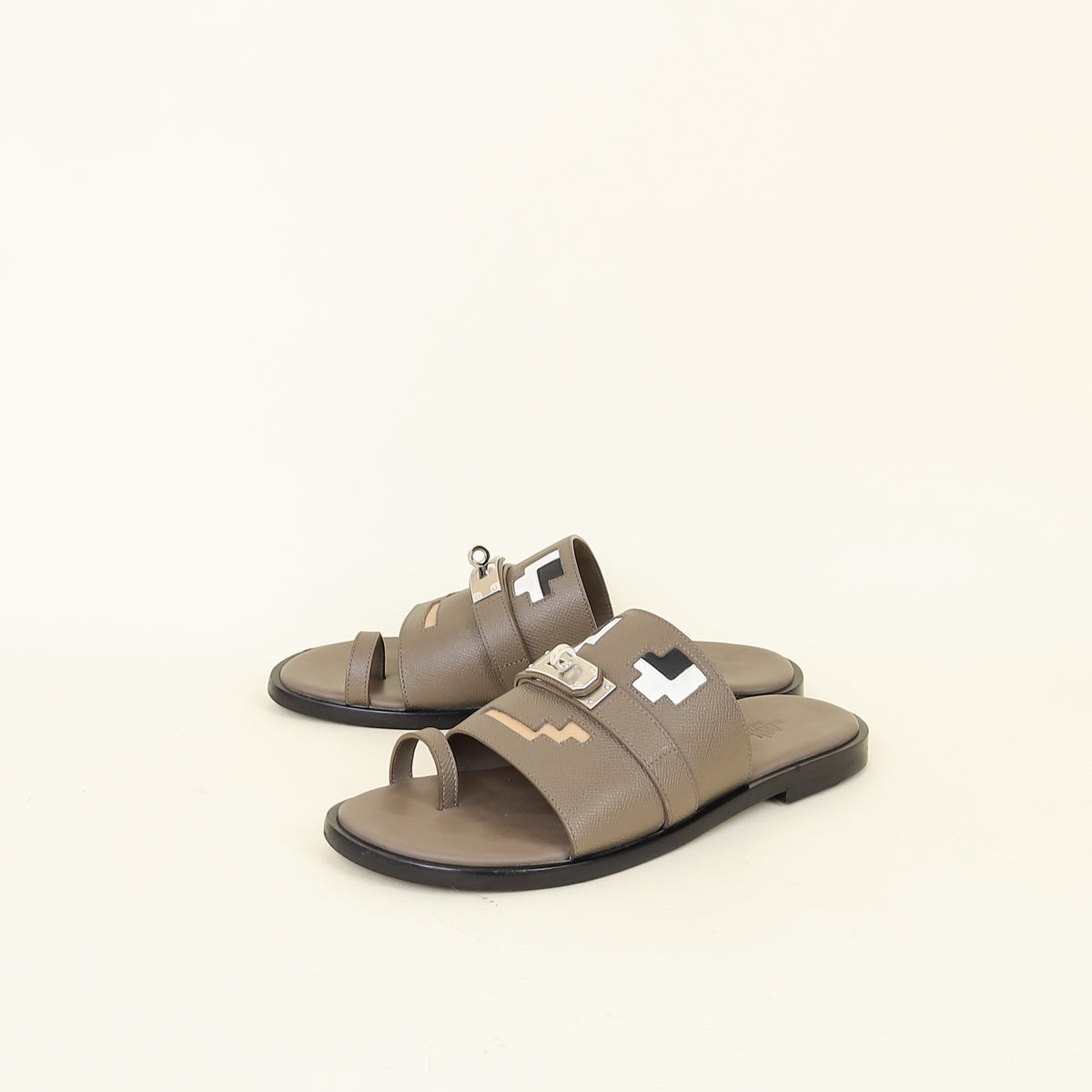 Hermes Etoupe "Joke" Sandals 42