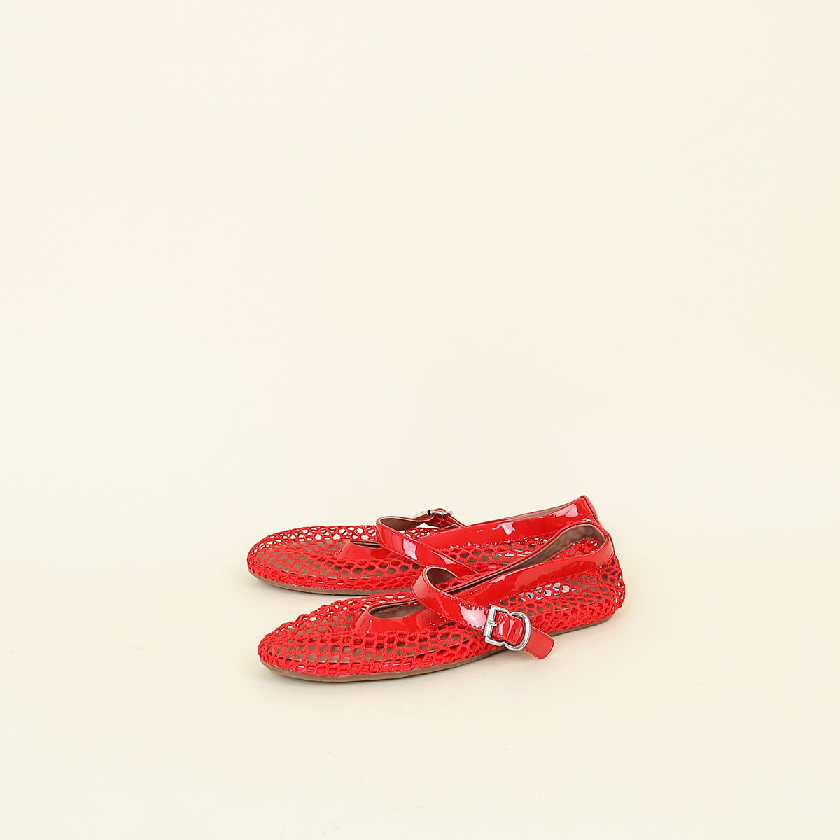 Alaia Red Fishnet Ballerinas 38