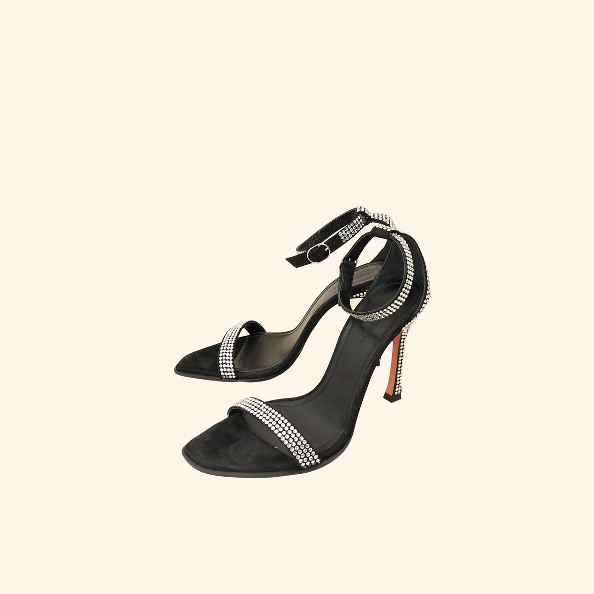 Amina Muaddi Black Kim Crystal Sandal 37.5