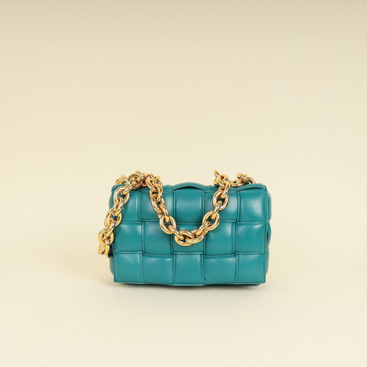 Bottega Veneta Teal Padded Chain Cassette Bag
