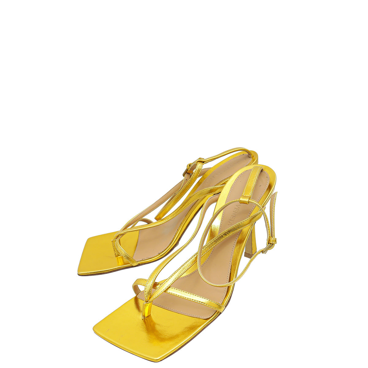 Bottega Veneta Gold Stretch Strap Sandal 37