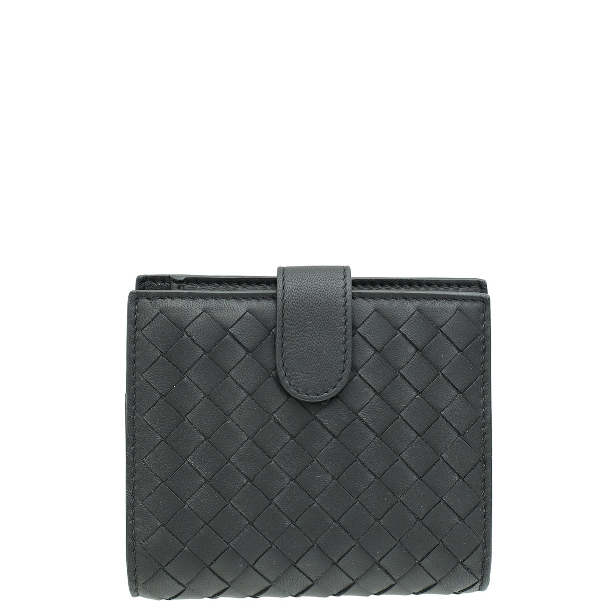 Bottega Veneta Black Intrecciato Medium French Wallet