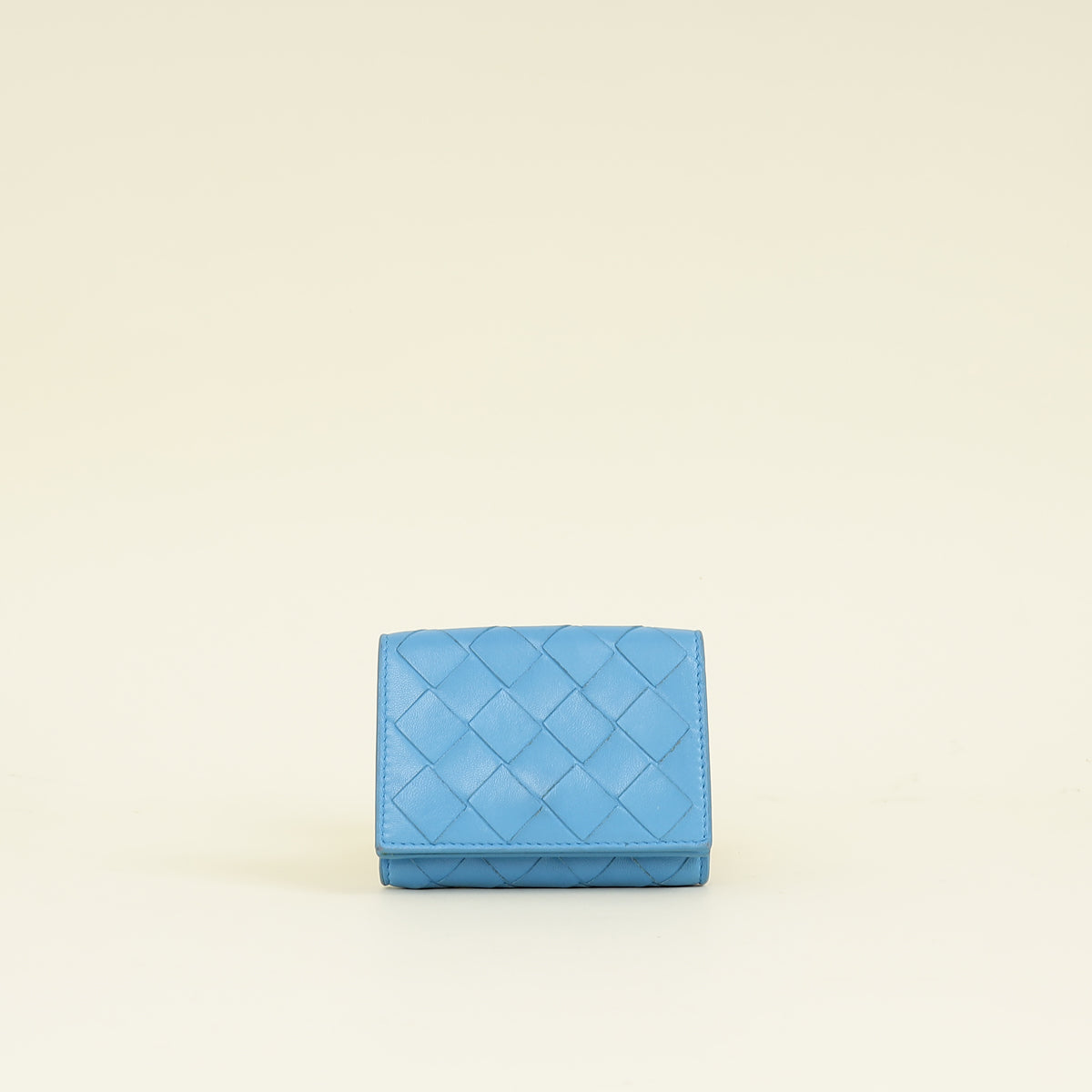 Bottega Veneta Blue Porridge Small Tri-Fold Zip Wallet