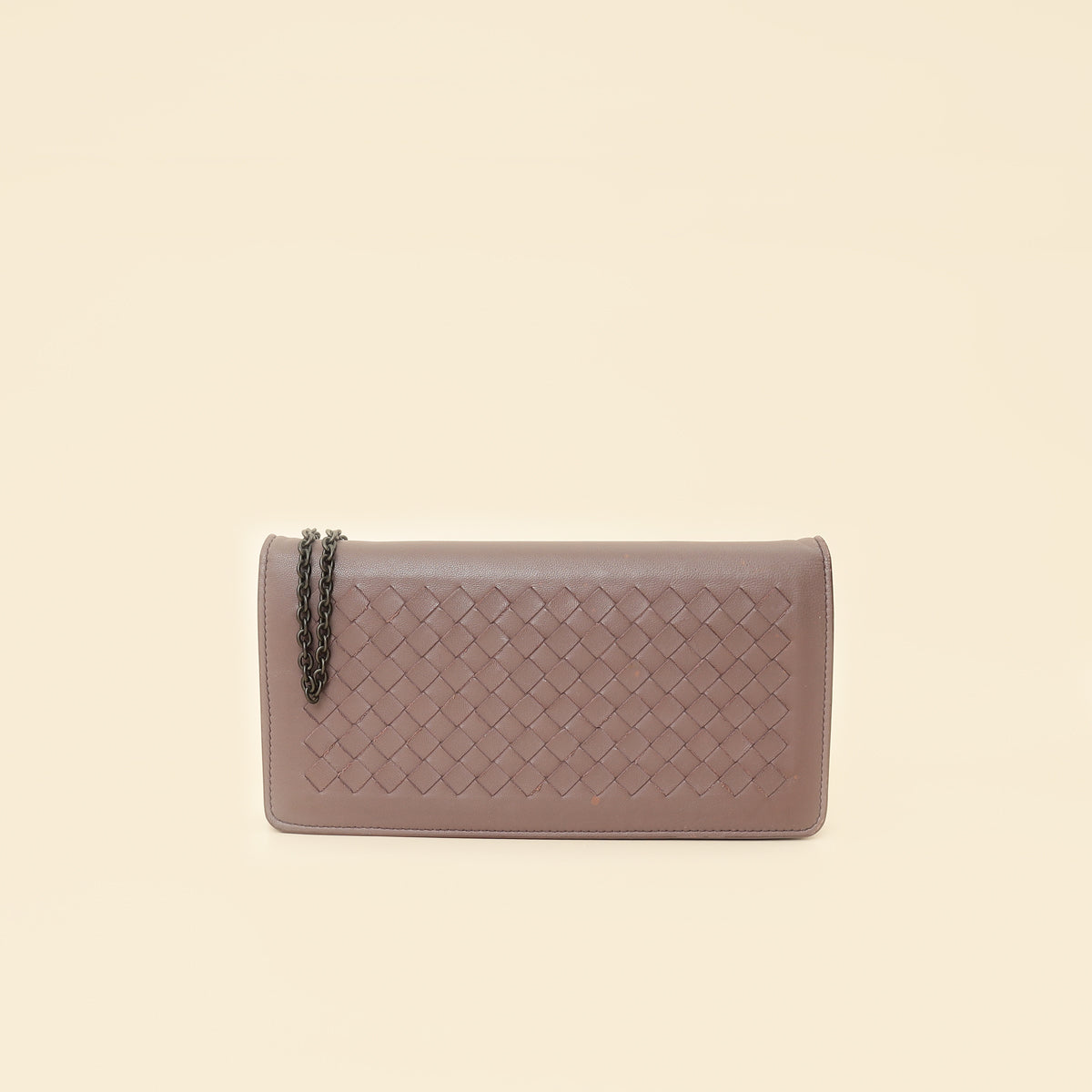 Bottega Veneta Deep Mauve Intrecciato Chain Wallet