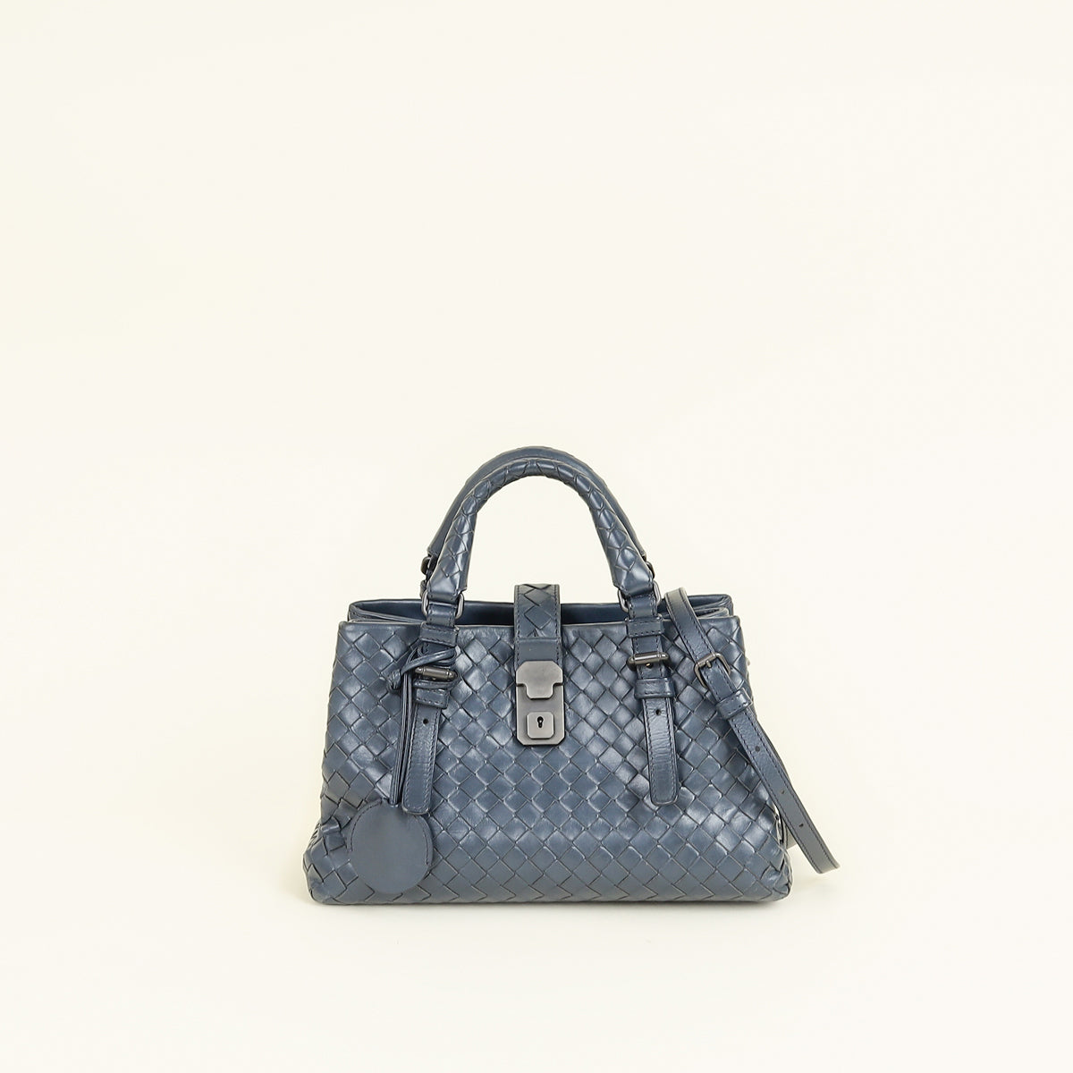 Bottega Veneta Blue Intrecciato Roma Mini Tote Bag