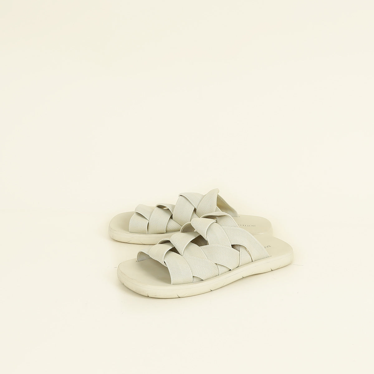 Bottega Veneta Neutral Intreccio Plat Mule 38