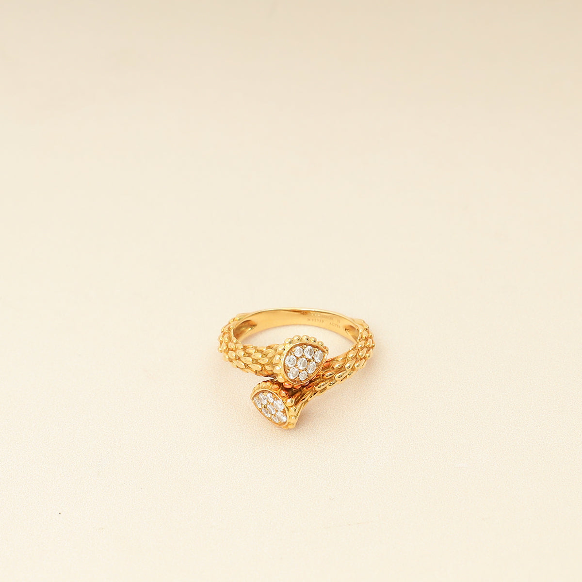 Boucheron 18K Yellow Gold Diamond Serpenti Bohème Toi et Moi Ring S Motif 53