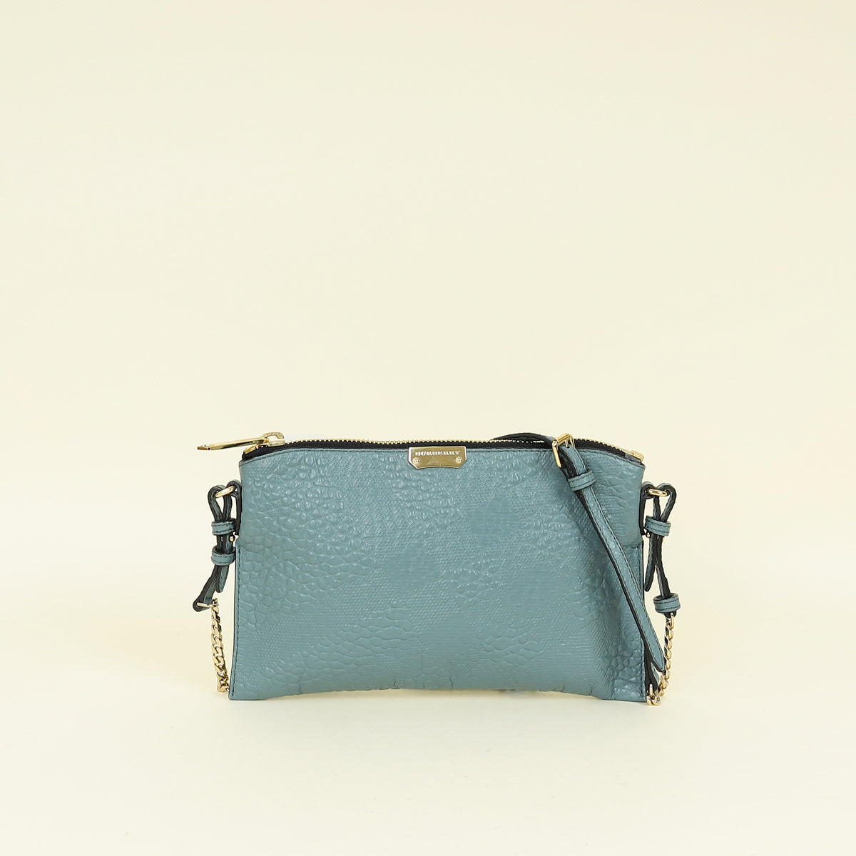 Burberry Blue Grey Heritage Grained Chichester Crossbody Bag