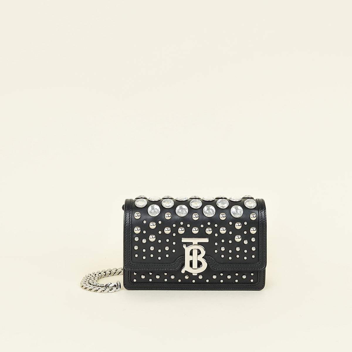 Burberry Black TB Logo Studded Mini Chain Bag