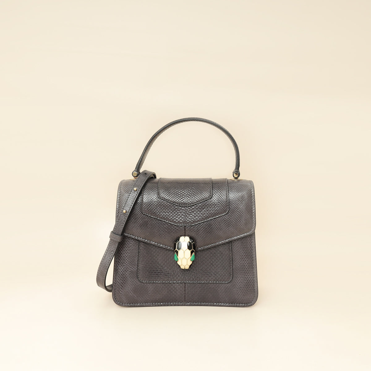 Bvlgari Grey Serpenti Forever Karung Top Handle Bag