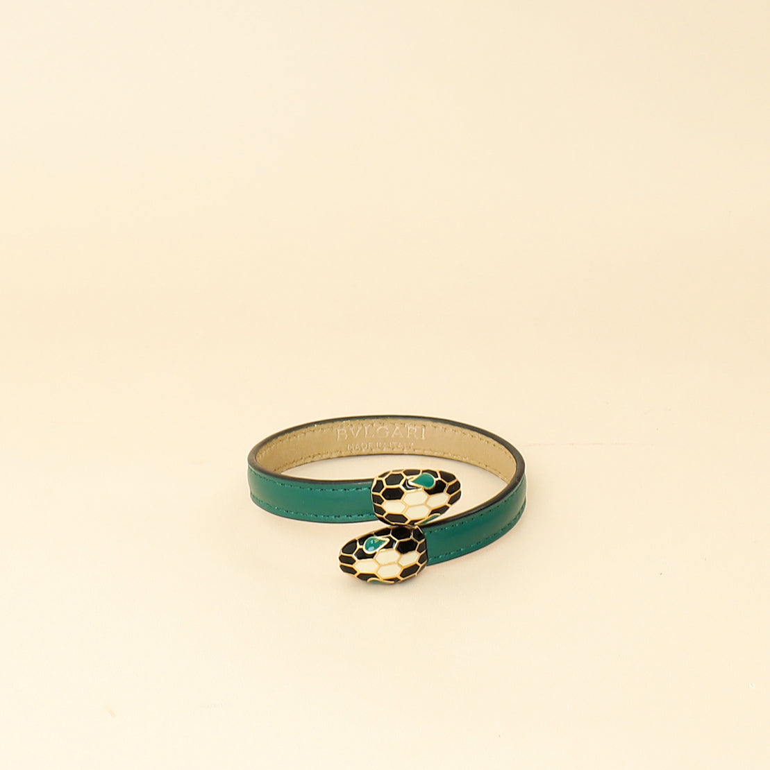 Bvlgari Emerald Green Serpenti Forever Leather Bracelet