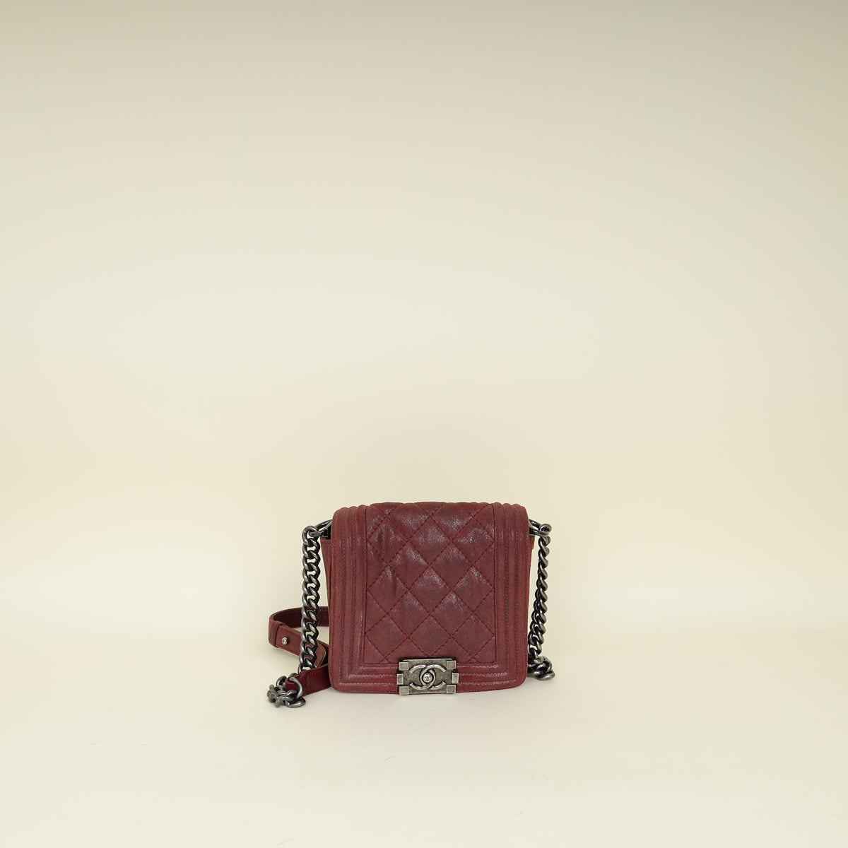 Chanel Burgundy Square Le Boy Shoulder Bag