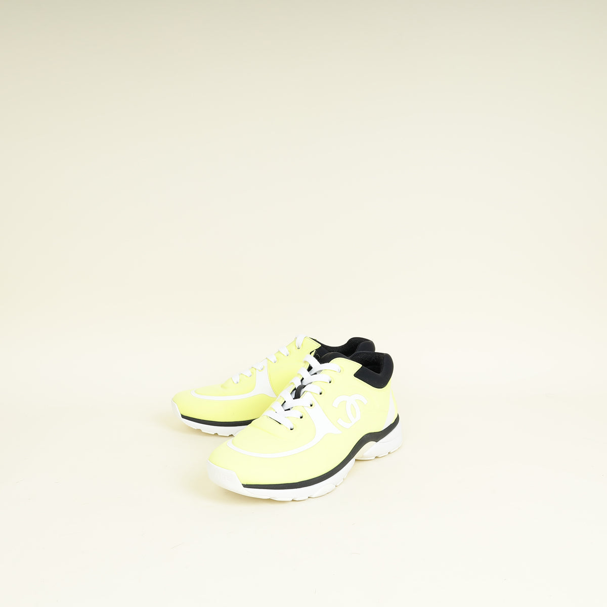 Chanel Tricolor CC Lycra Lace Up Sneakers 39