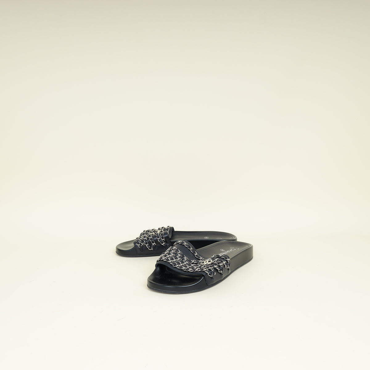 Chanel Navy Mule Pool Slide Sandals 39