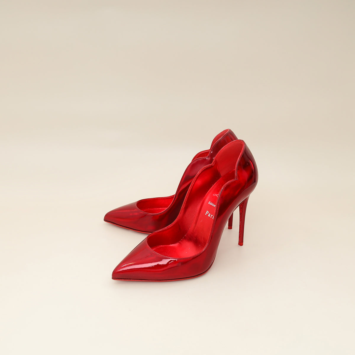 Christian Louboutin Red Hot Chick w/ Crystal Studs Sole Pump 37