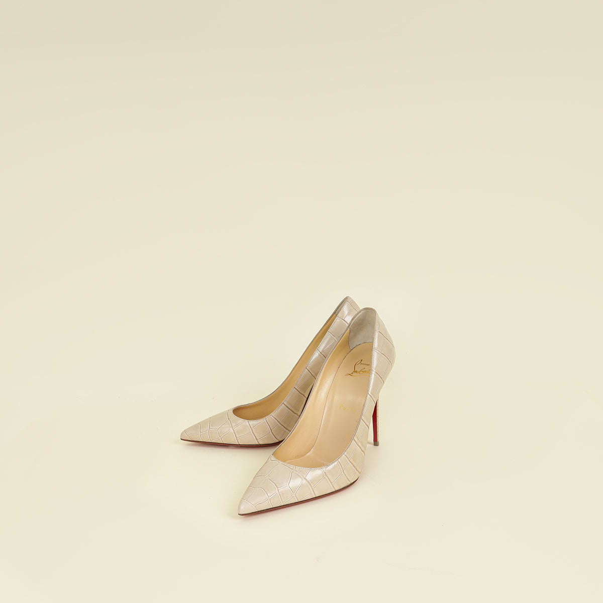 Christian Louboutin Beige Kate Croco Embossed Pump 39