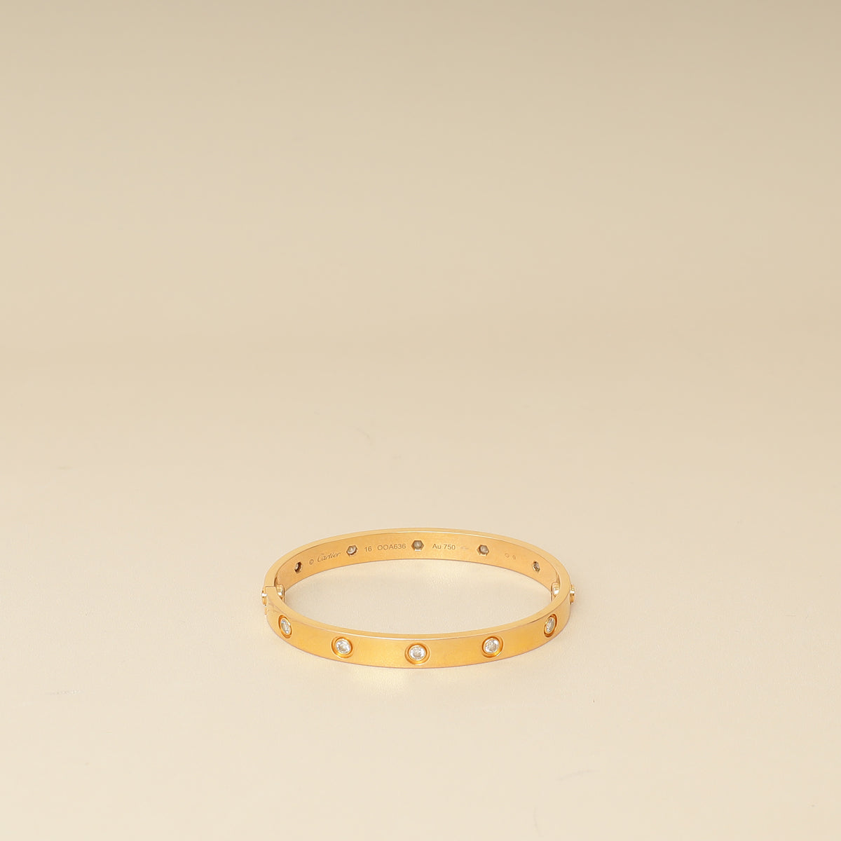Cartier 18K Rose Gold Love 10 Diamonds Bracelet 16