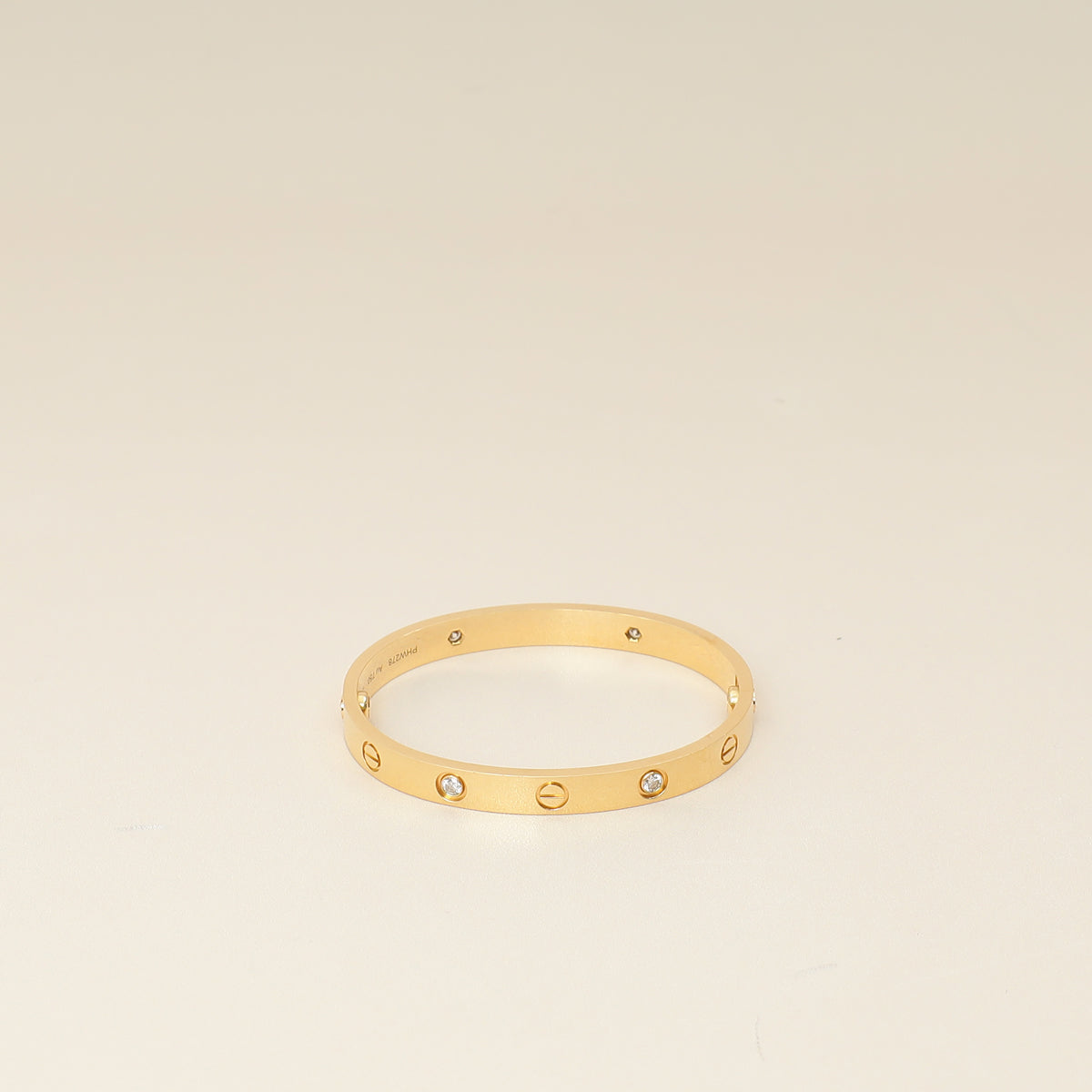 Cartier 18K Yellow Gold 4 Diamond Love Classic Bracelet 16