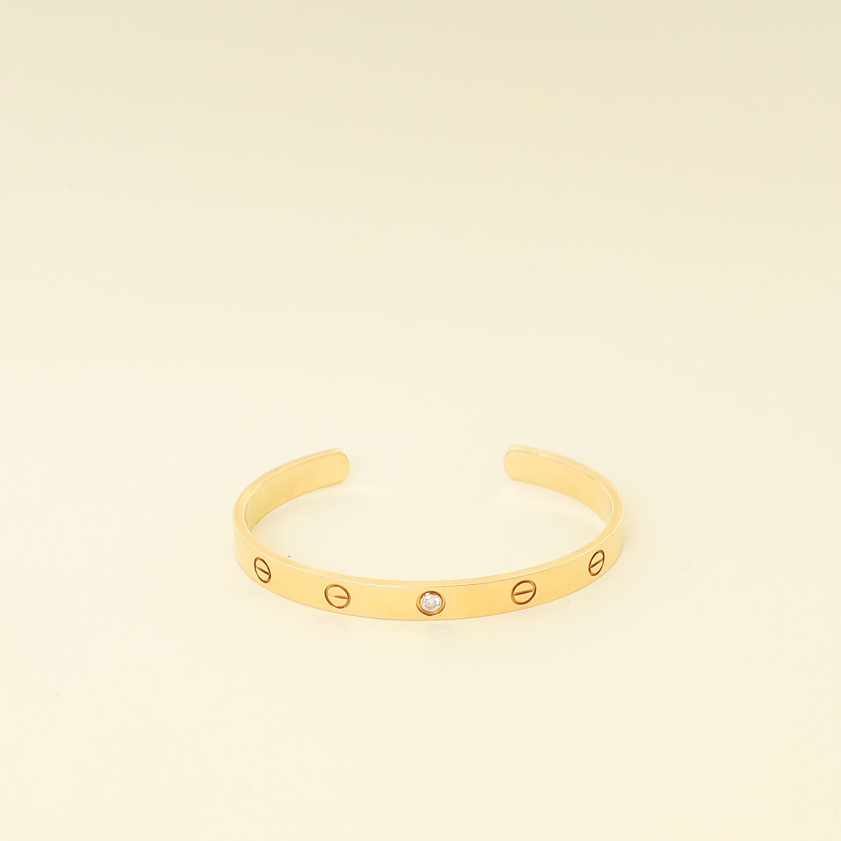 Cartier 18K Yellow Gold Love Cuff 1 Diamond Bracelet 18