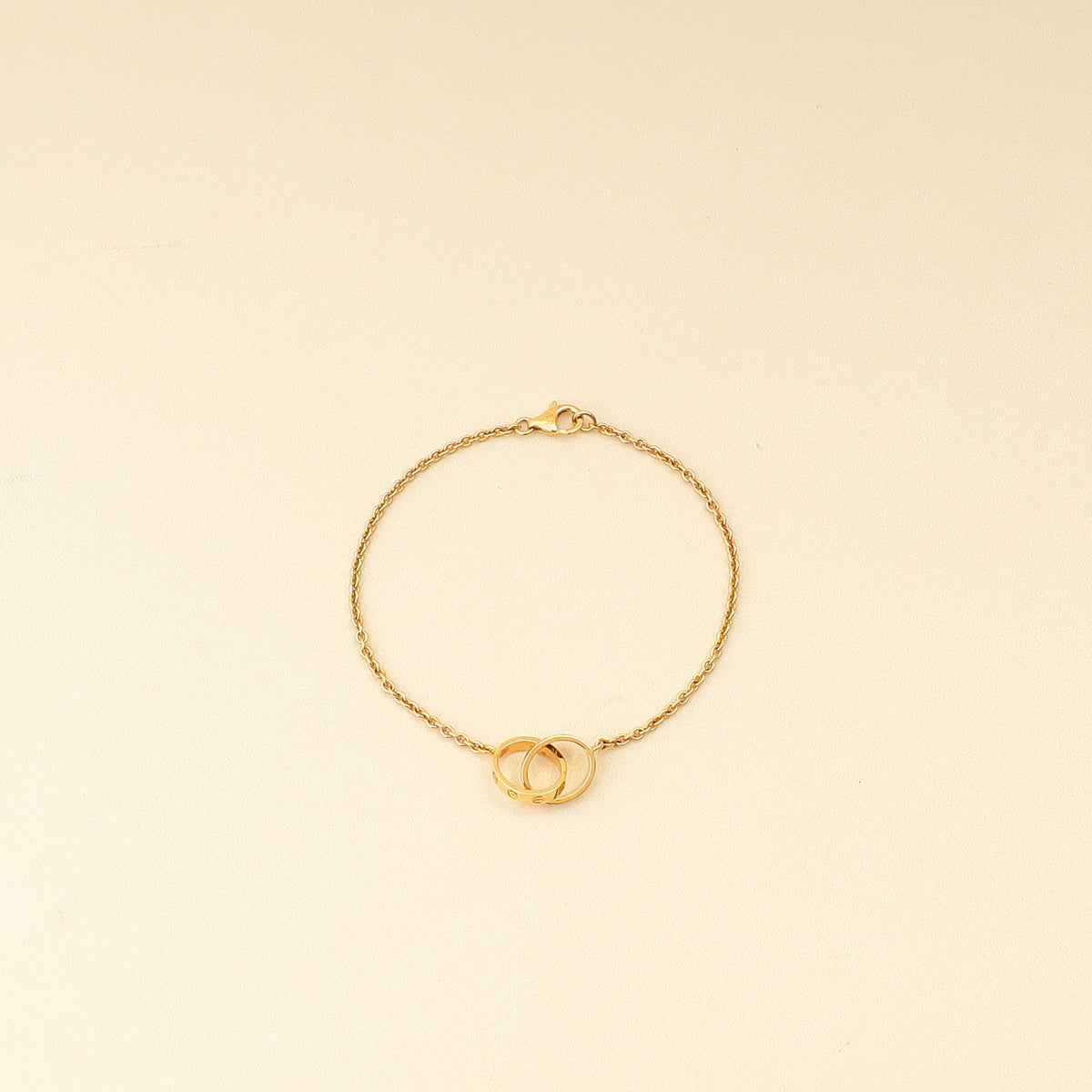Cartier 18K Yellow Gold Love Hoop On Chain Bracelet 17