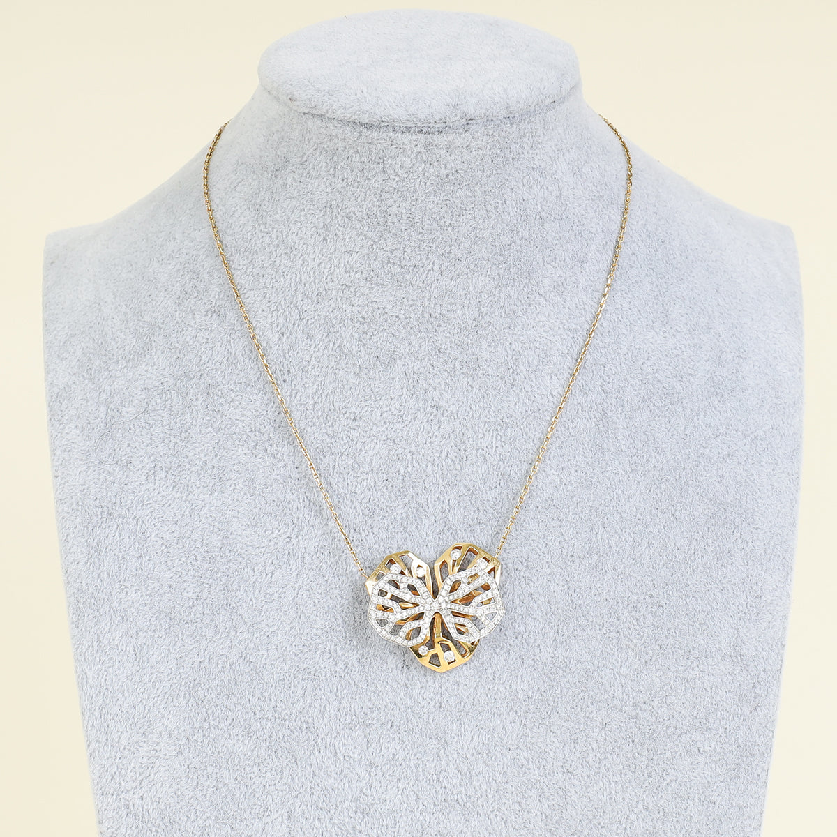 Cartier 18K Yellow and White Gold Diamond Caresse d'Orchidees Necklace