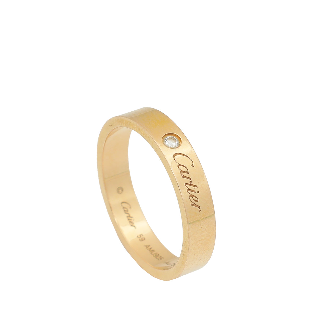 Cartier 18K Pink Gold Diamond C De Cartier Wedding Band Ring 59
