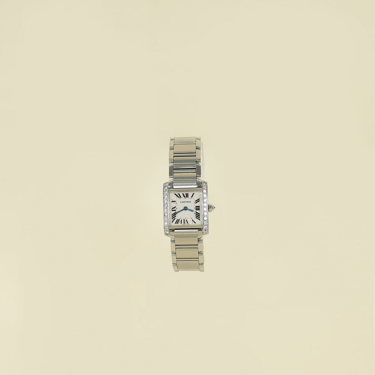 Cartier Stainless Steel Diamond Tank Française Watch