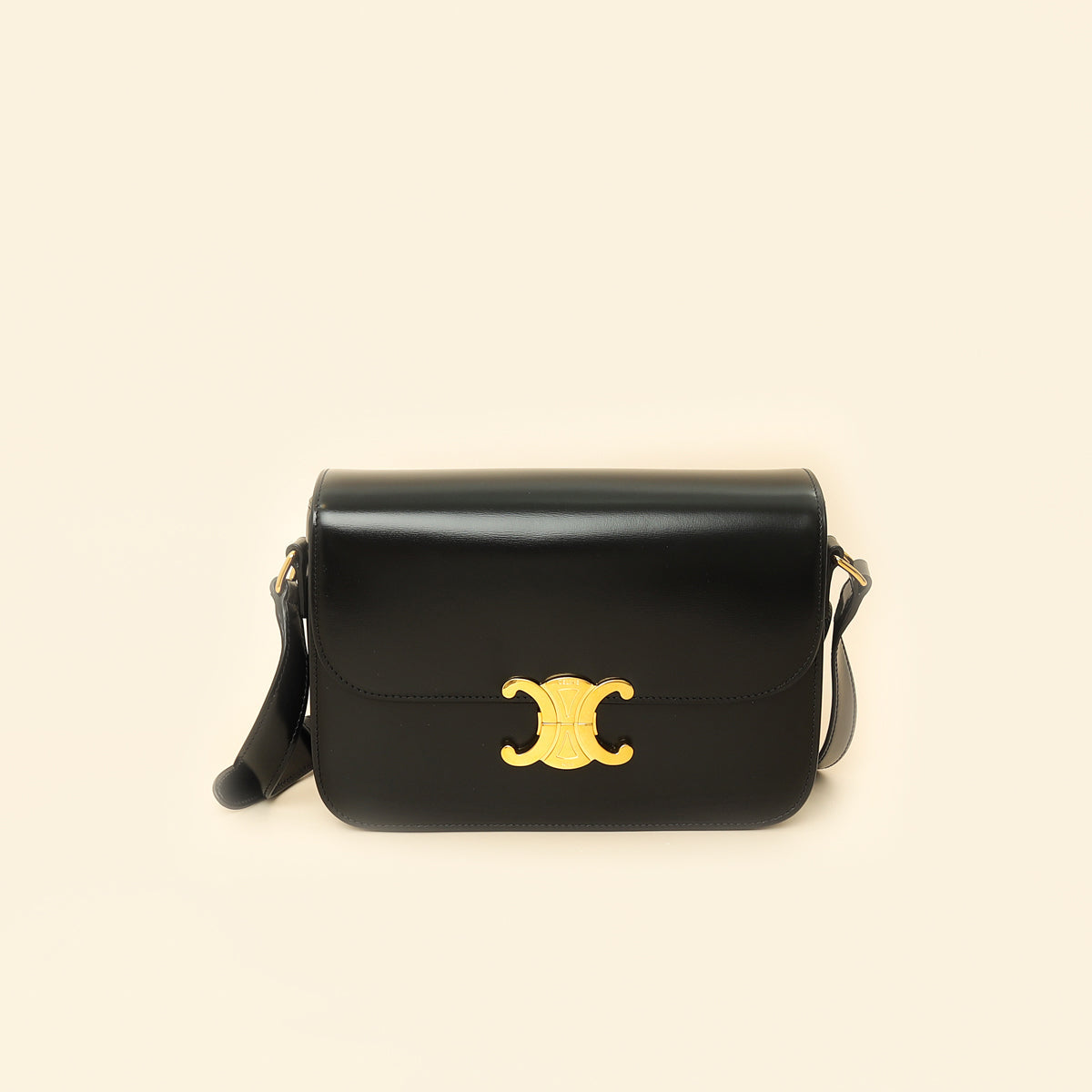 Celine Black Classique Triomphe Shoulder Bag