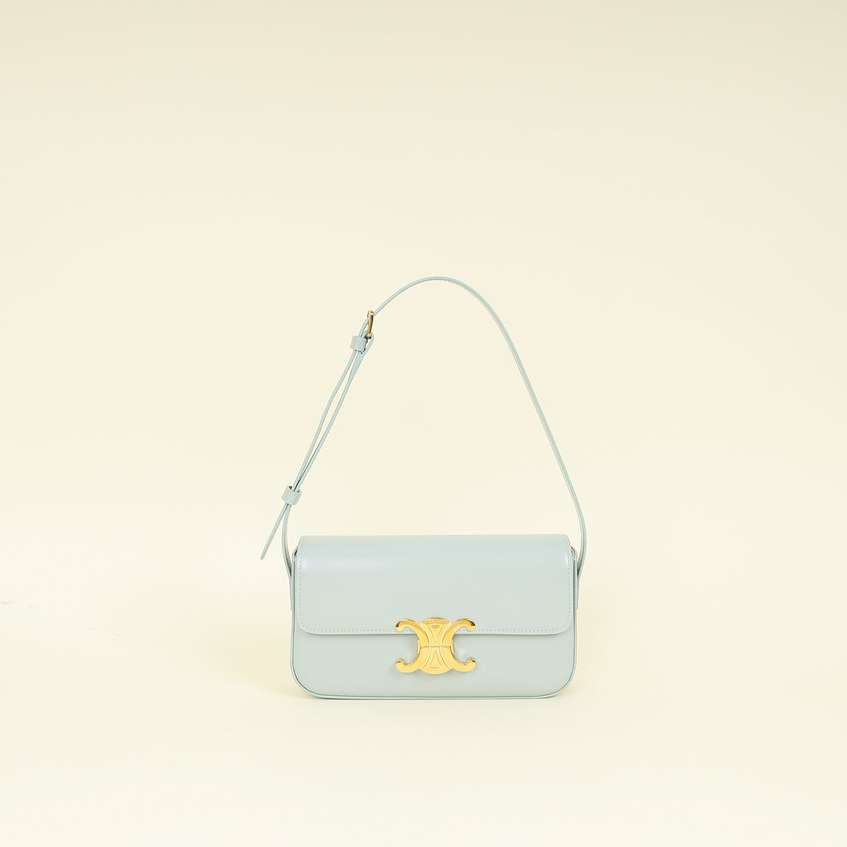 Celine Soft Blue Claude Triomphe Shiny Shoulder Bag