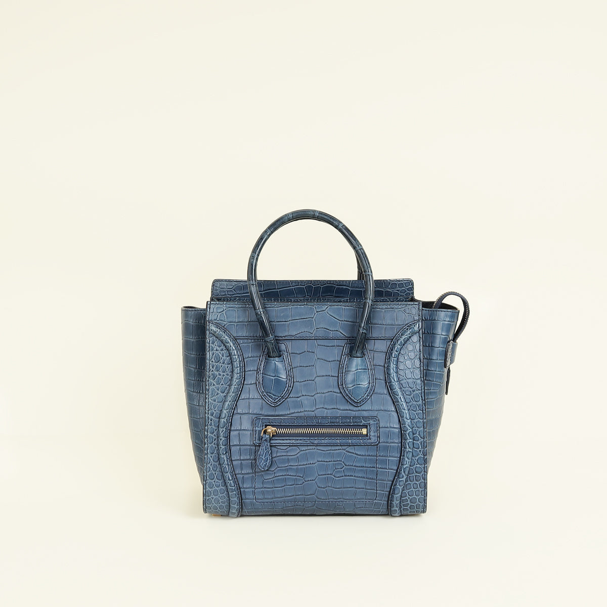 Celine Blue Matte Crocodile Micro Luggage Bag