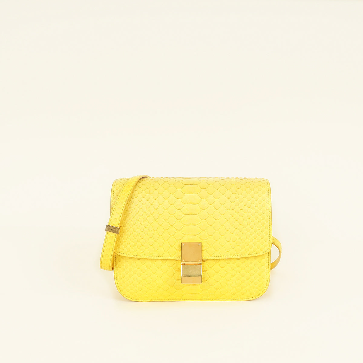Celine Yellow Python Box Medium Shoulder Bag