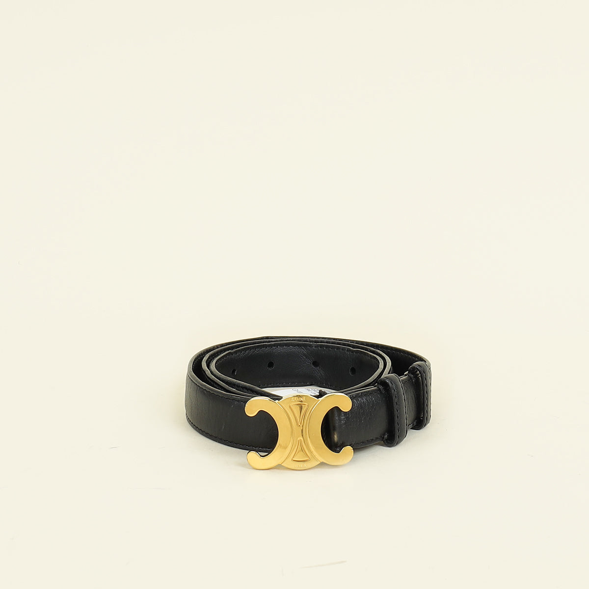 Celine Black Triomphe Belt 25mm Belt