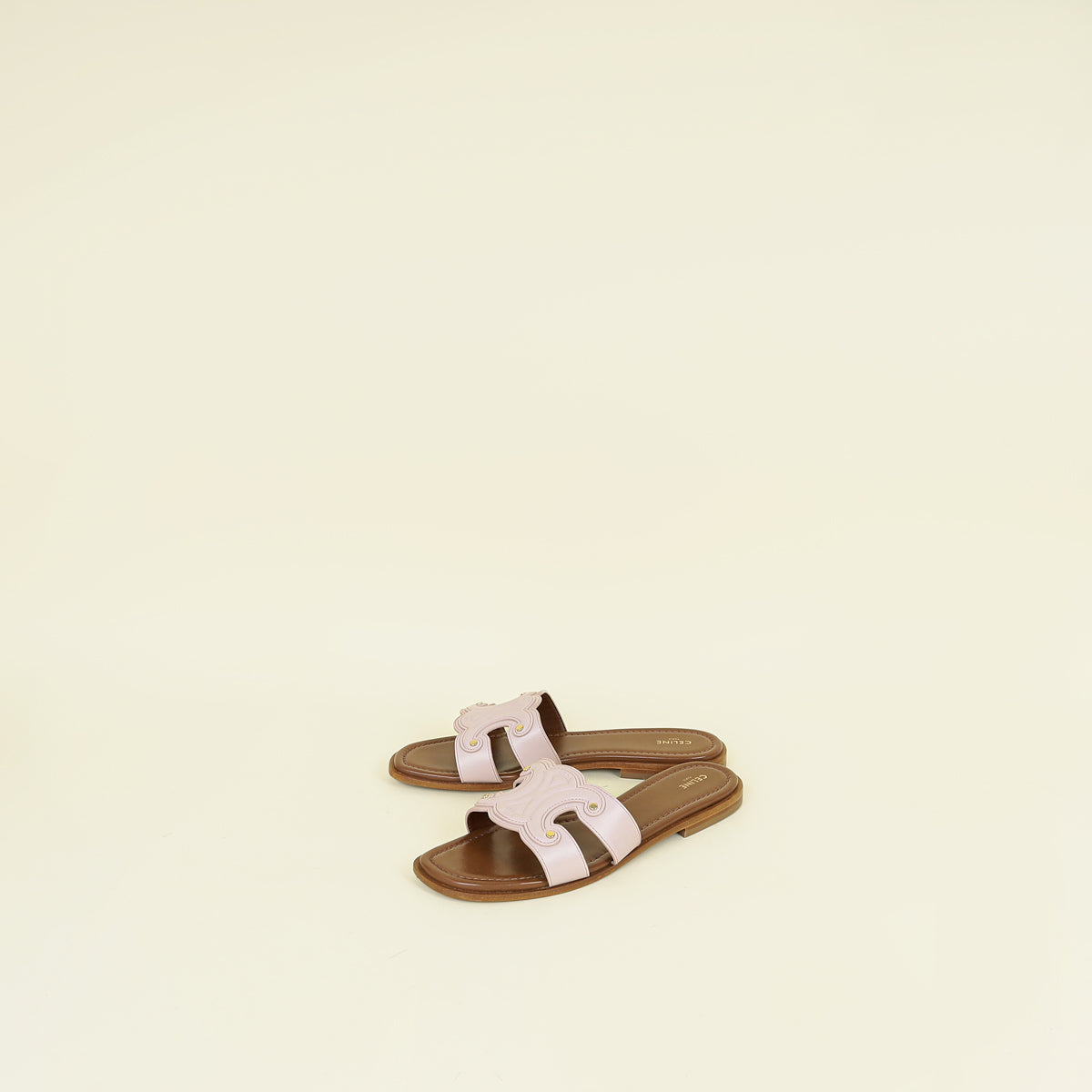 Celine Powder Pink Marina Triomphe Slides 39