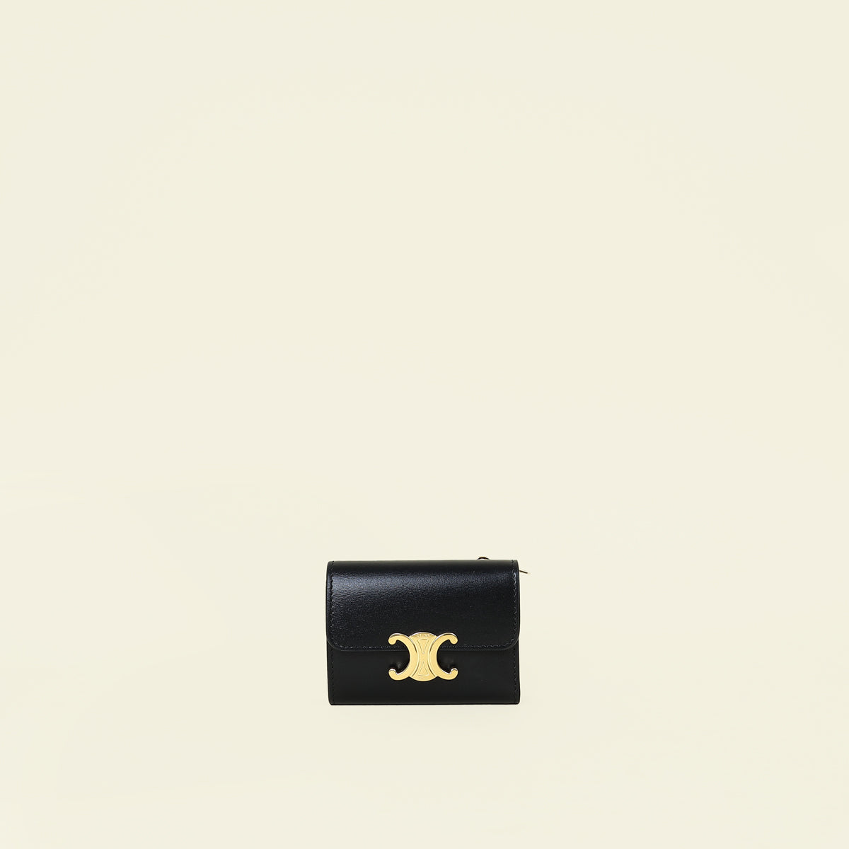 Celine Black Compact Wallet with Coin Triomphe