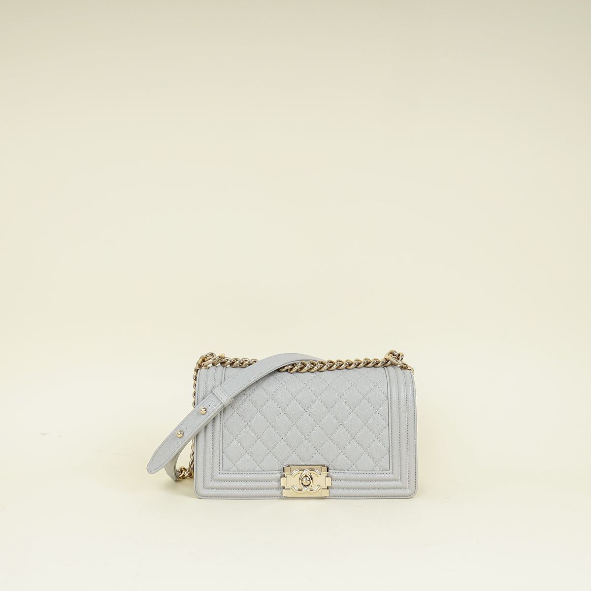 Chanel Pale Grey Le Boy Medium Flap Bag