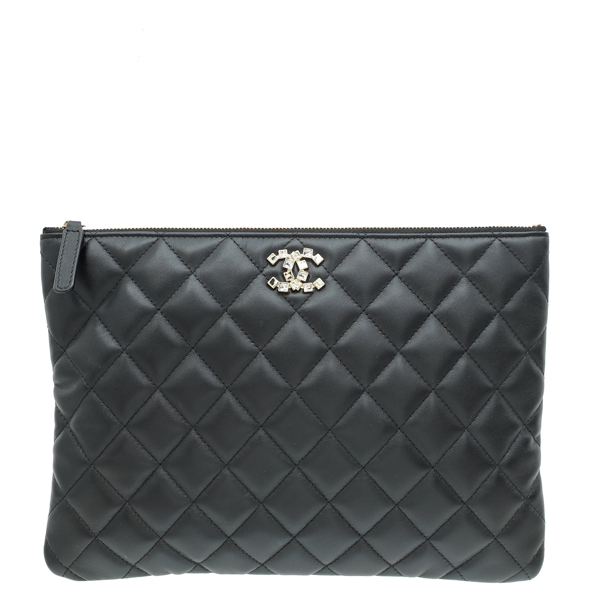 Chanel Black CC Quilted Zip Pouch