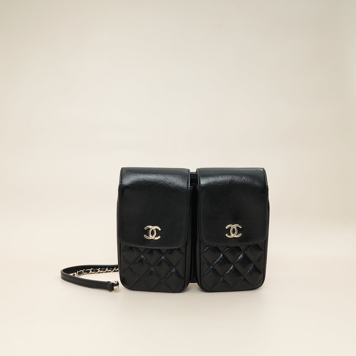 Chanel Black CC Double Pocket Flap Crossbody Bag