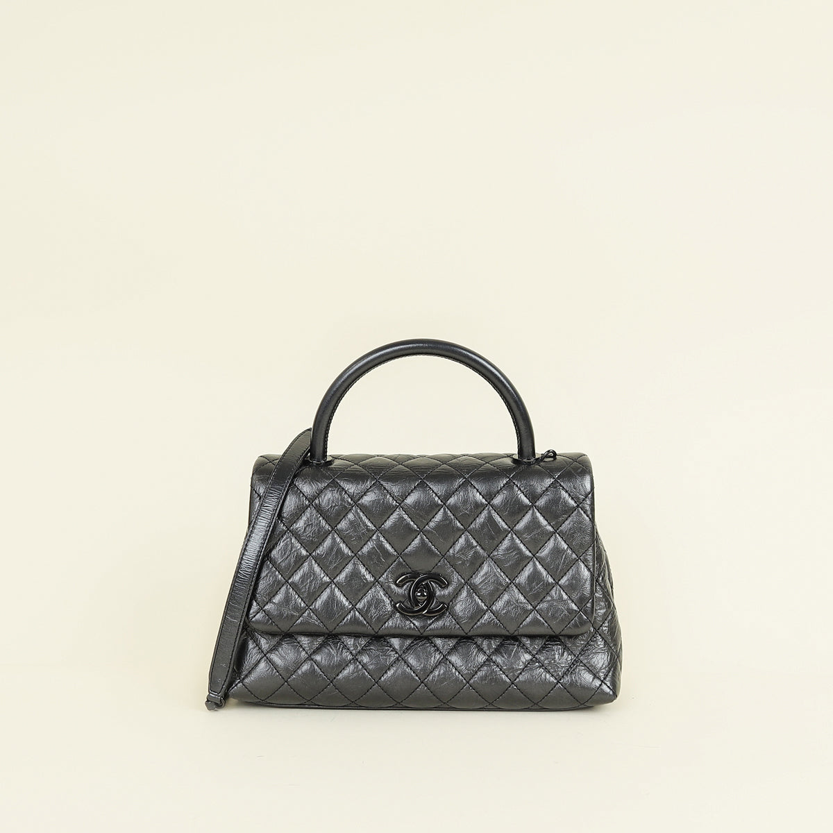 Chanel Dark Ruthenium CC Coco Handle Flap Bag
