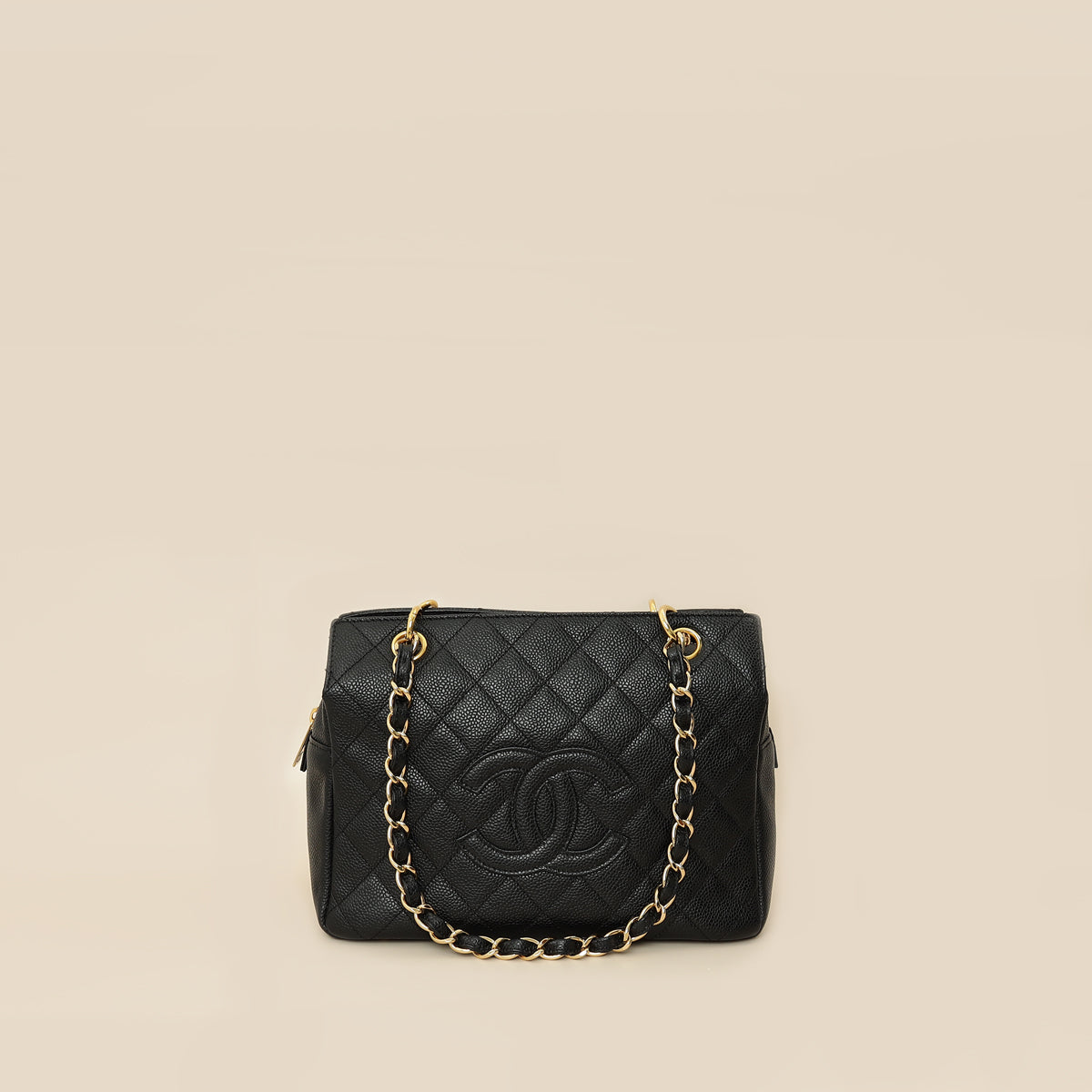 Chanel Black Zip Petite Shopping Tote (PST) Bag