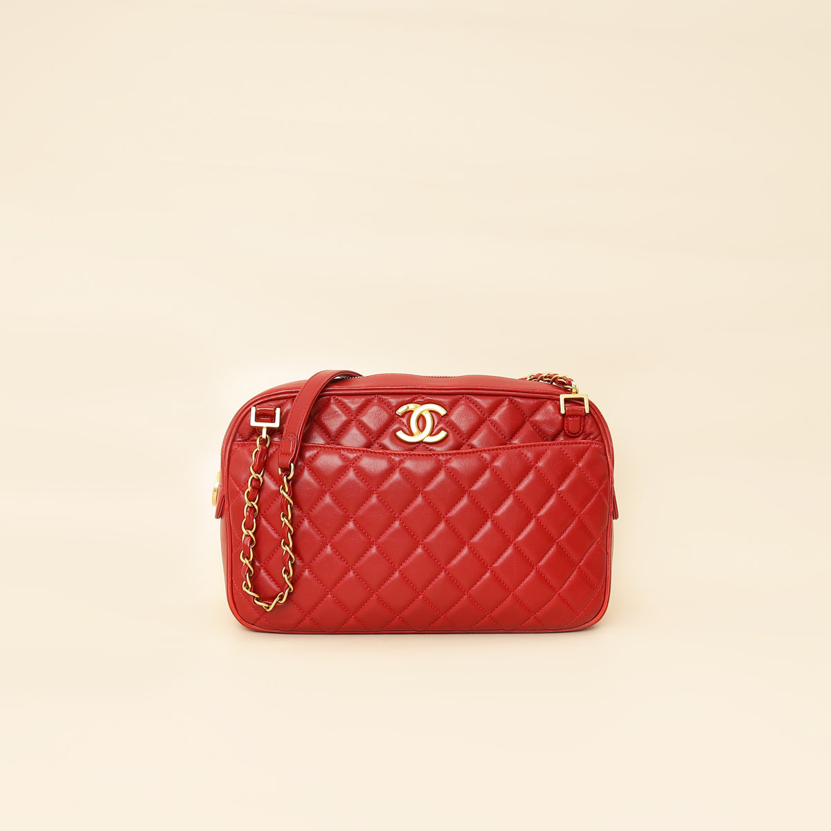 Chanel Red CC Quilted Camera Shoulder Bag