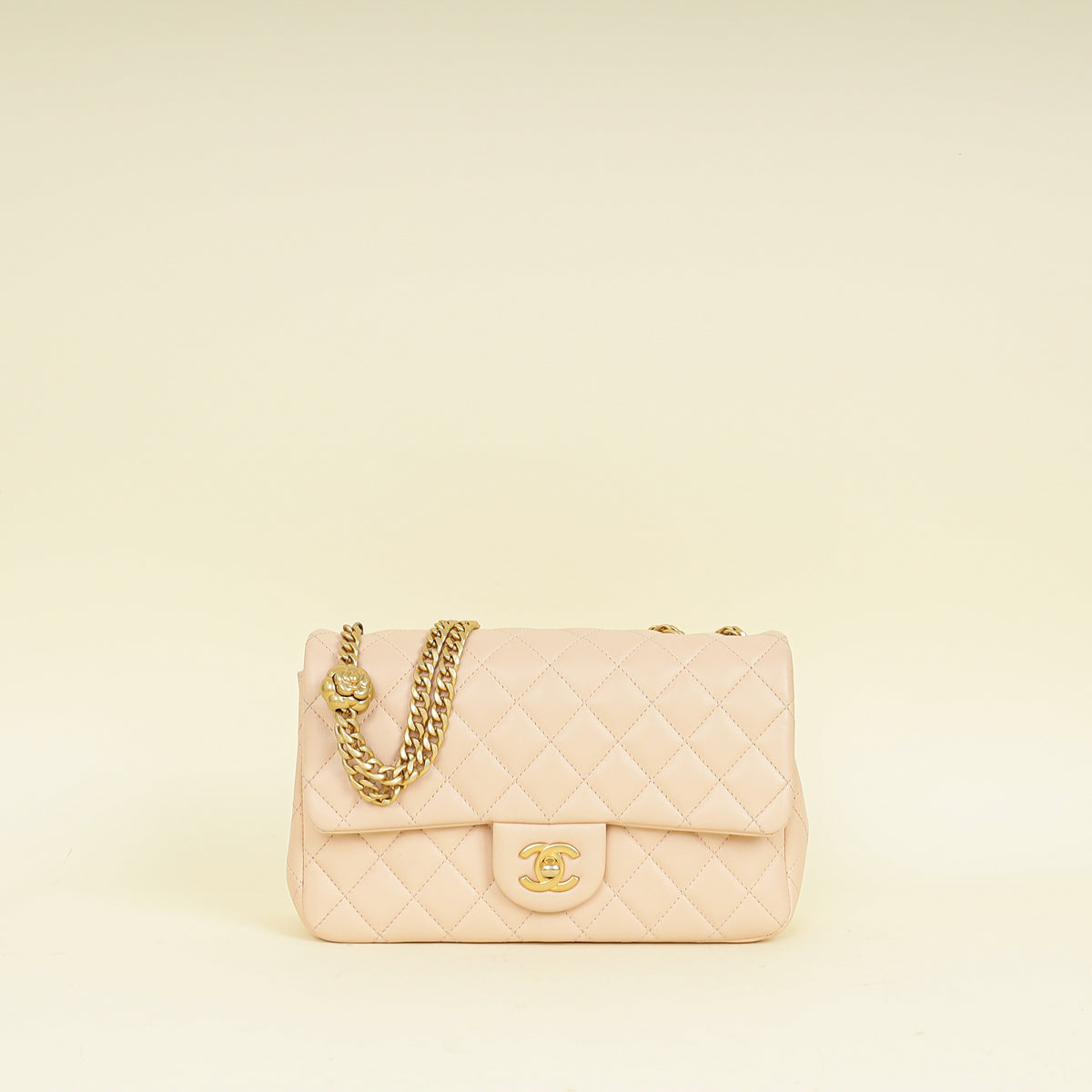 Chanel Light Peach CC Camellia Crush Small Flap Bag