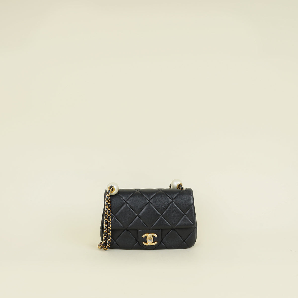 Chanel Black Double Pearly Flap Bag