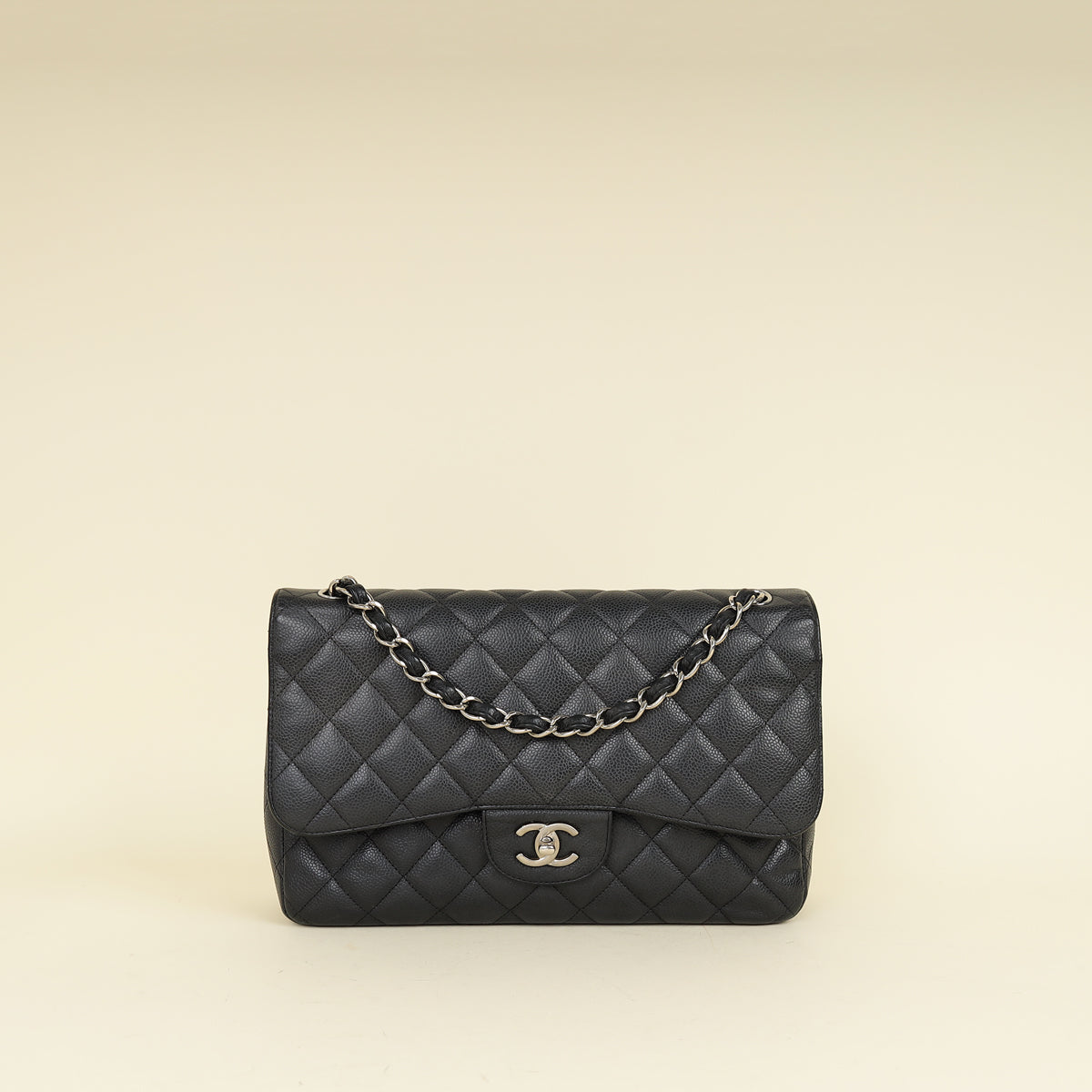 Chanel Black CC Classic Double Flap Jumbo Bag