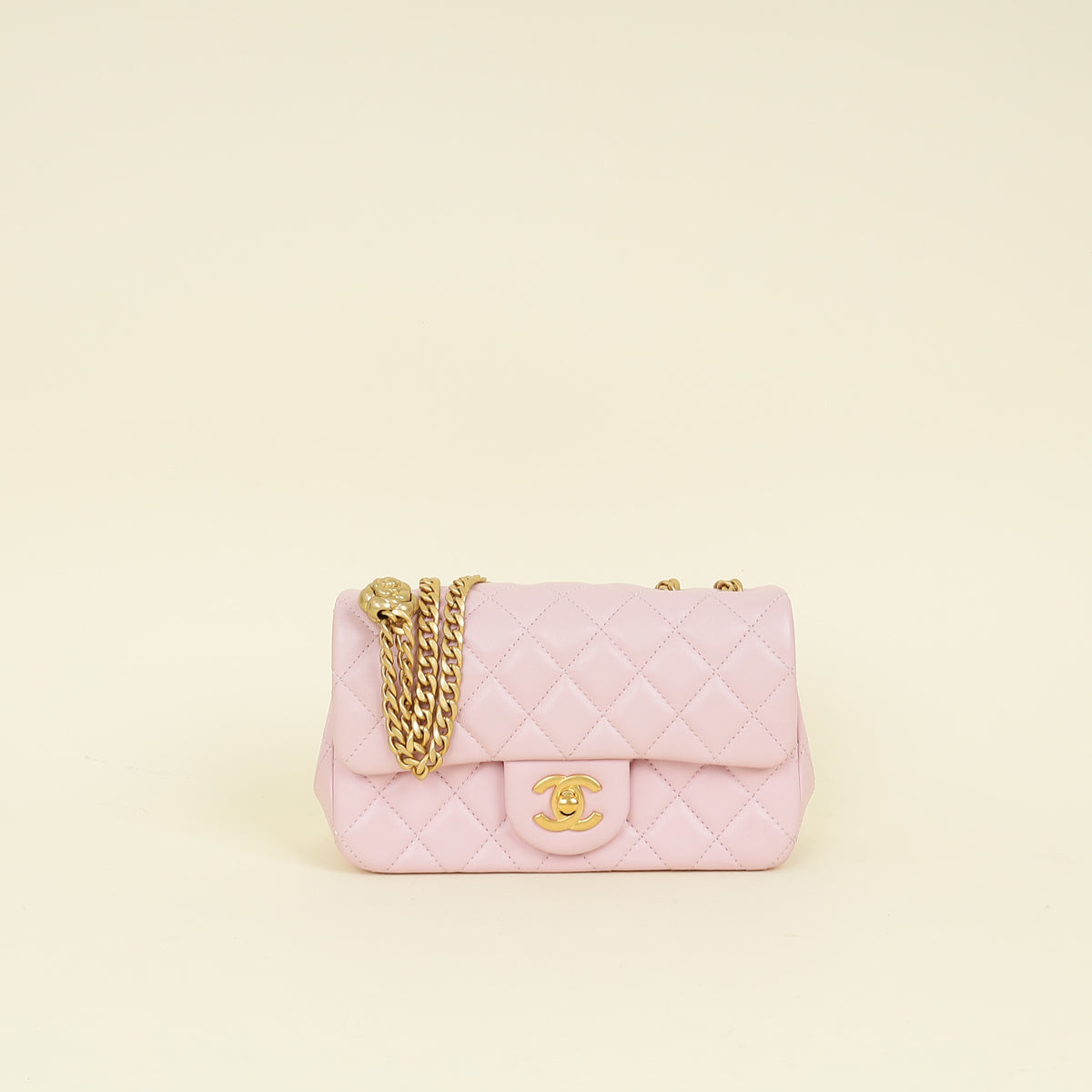 Chanel Rose Clair CC Camellia Crush Mini Rectangular Flap Bag