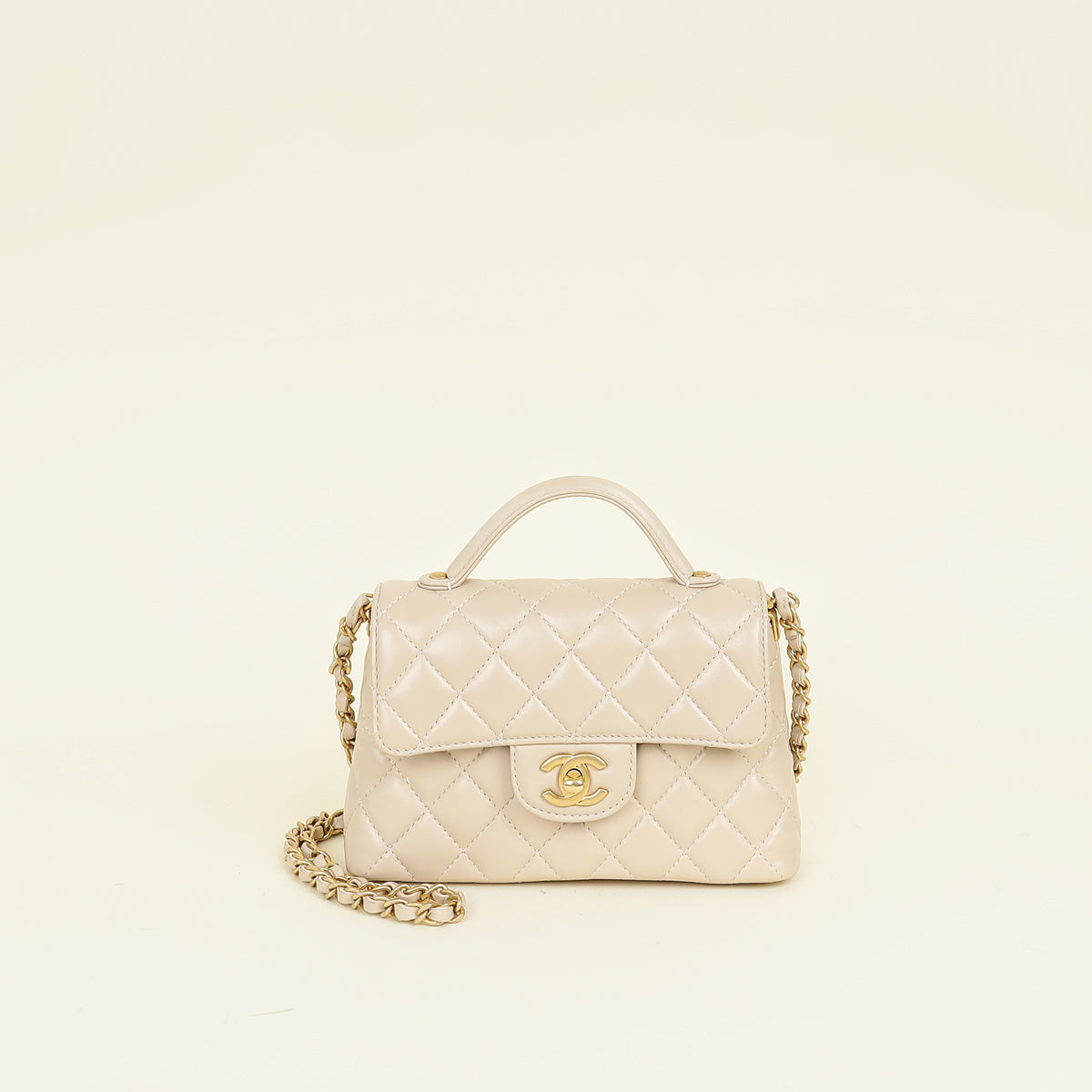 Chanel Beige Top Handle Small Flap Bag