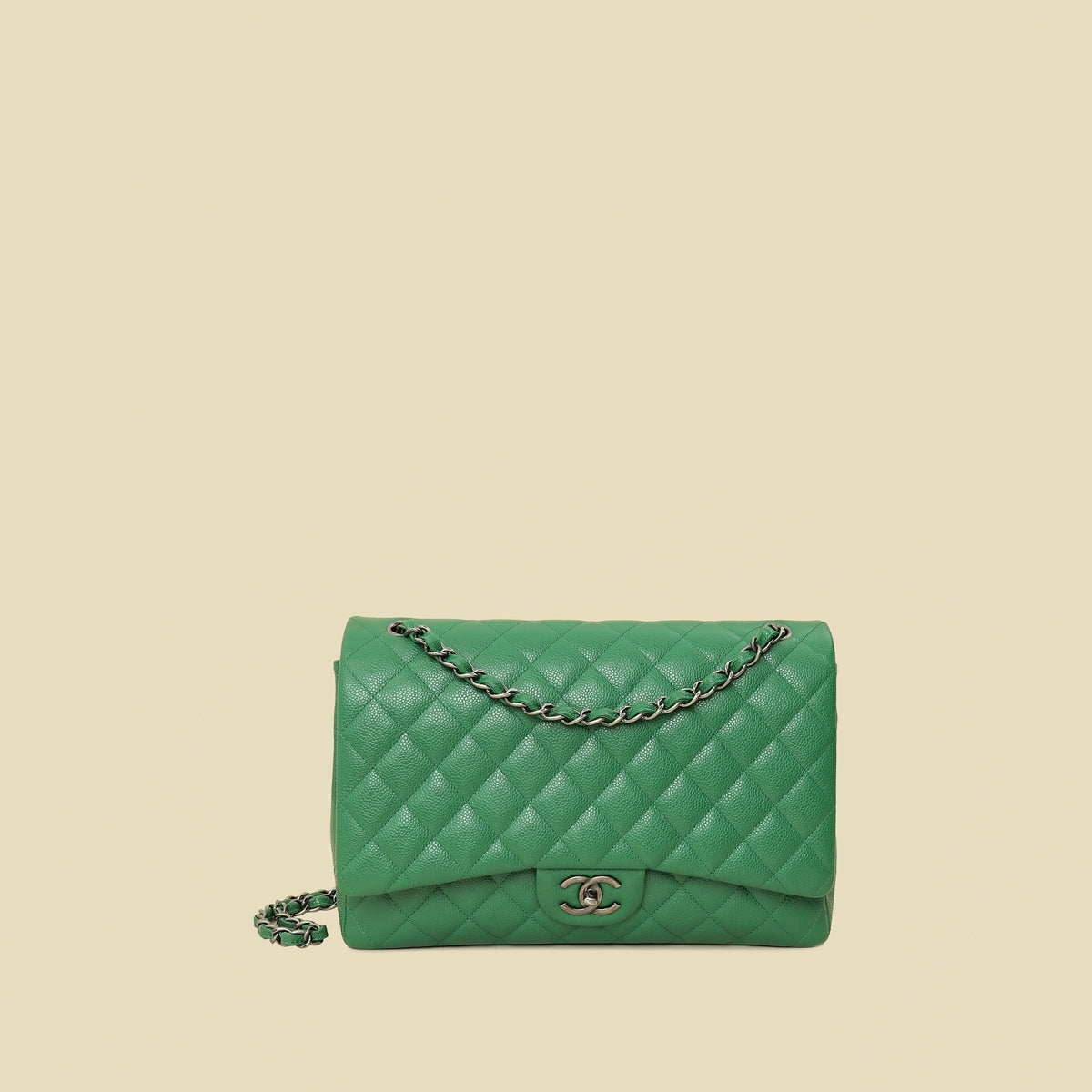 Chanel Green Classic Maxi Double Flap Bag