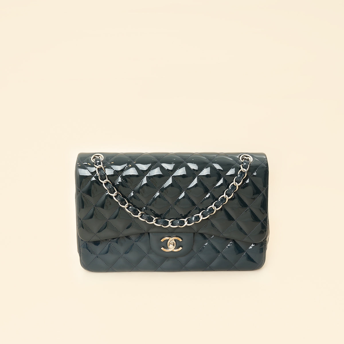 Chanel Dark Grey Classic Double Flap Jumbo Bag