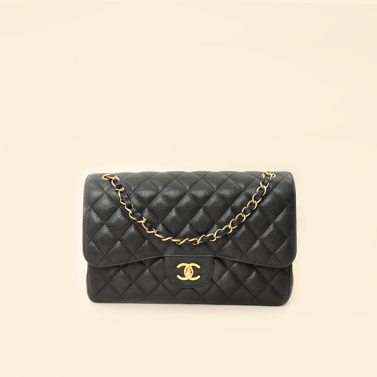 Chanel Black Classic Double Flap Jumbo Bag