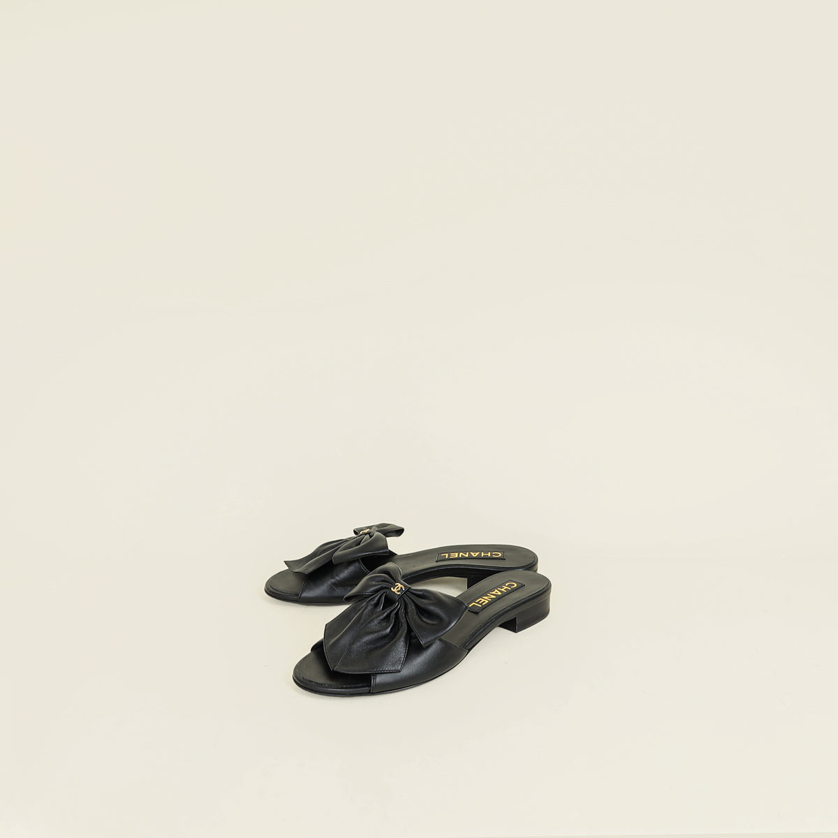 Chanel Black CC Box Mules 37.5