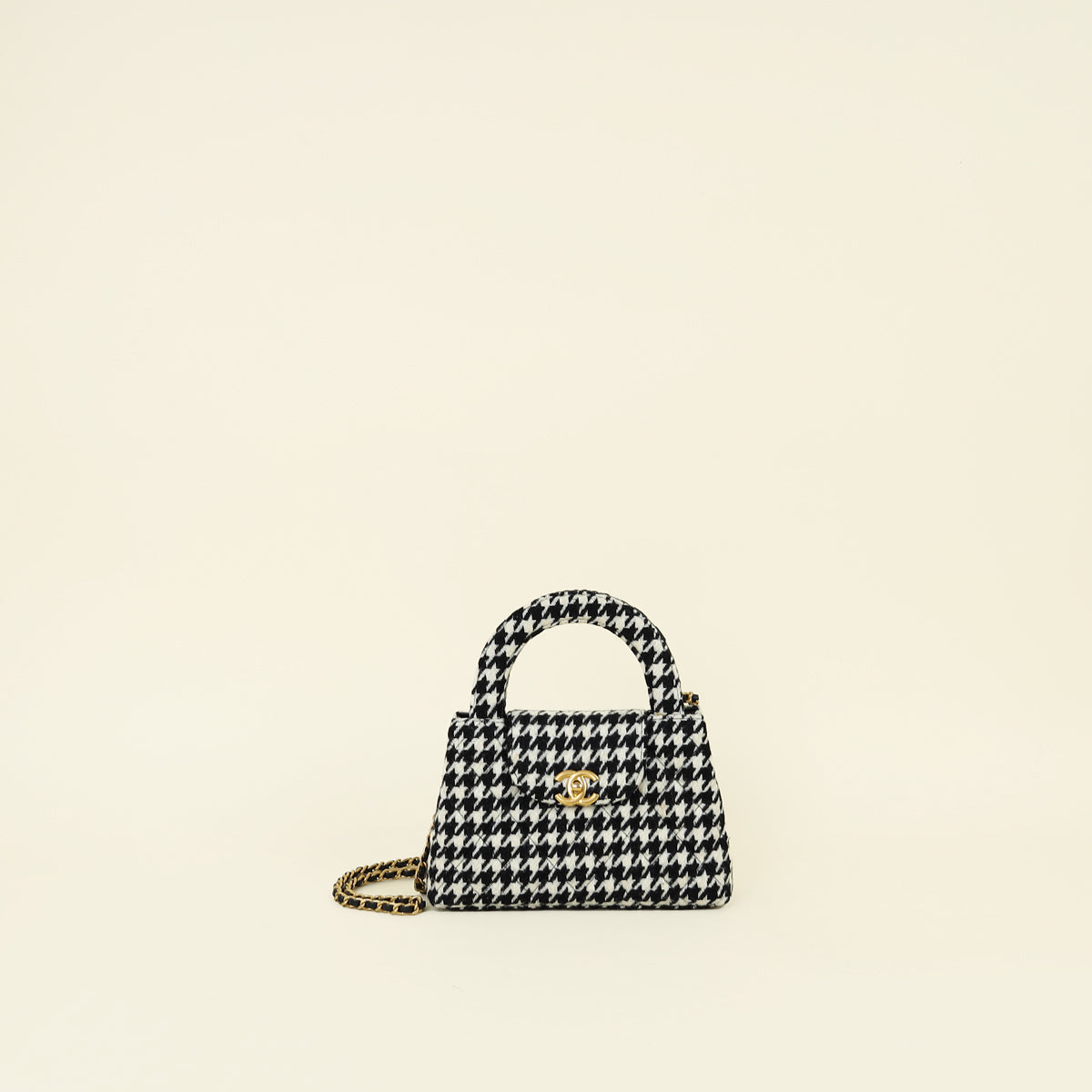 Chanel Bicolor Houndstooth Mini Kelly Bag